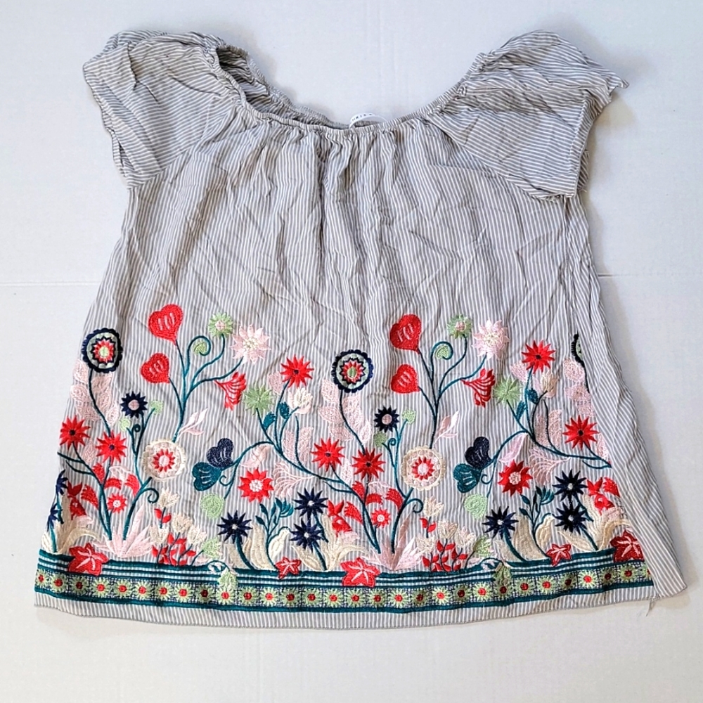 Chris & Carol Embroidered Floral Top Smock Women's Medium Boho